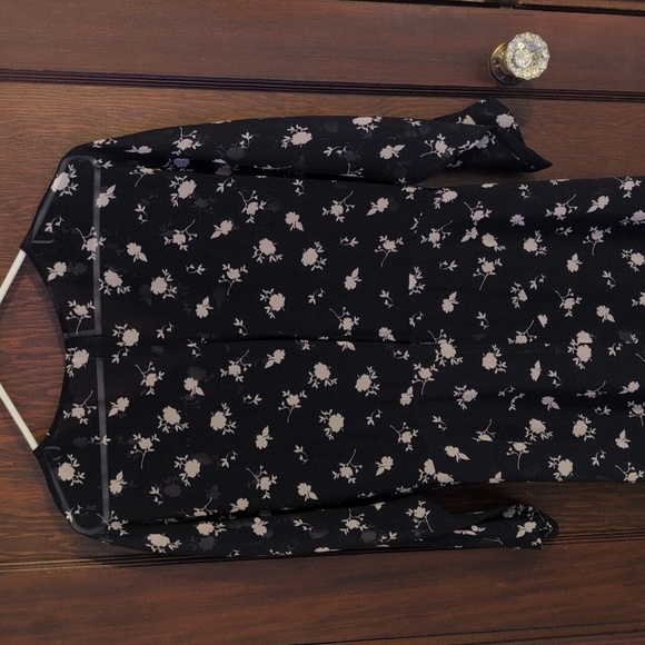 Cabi Size 14 Dream Dress Navy Floral Sheer With Slip - Picture 10 of 12